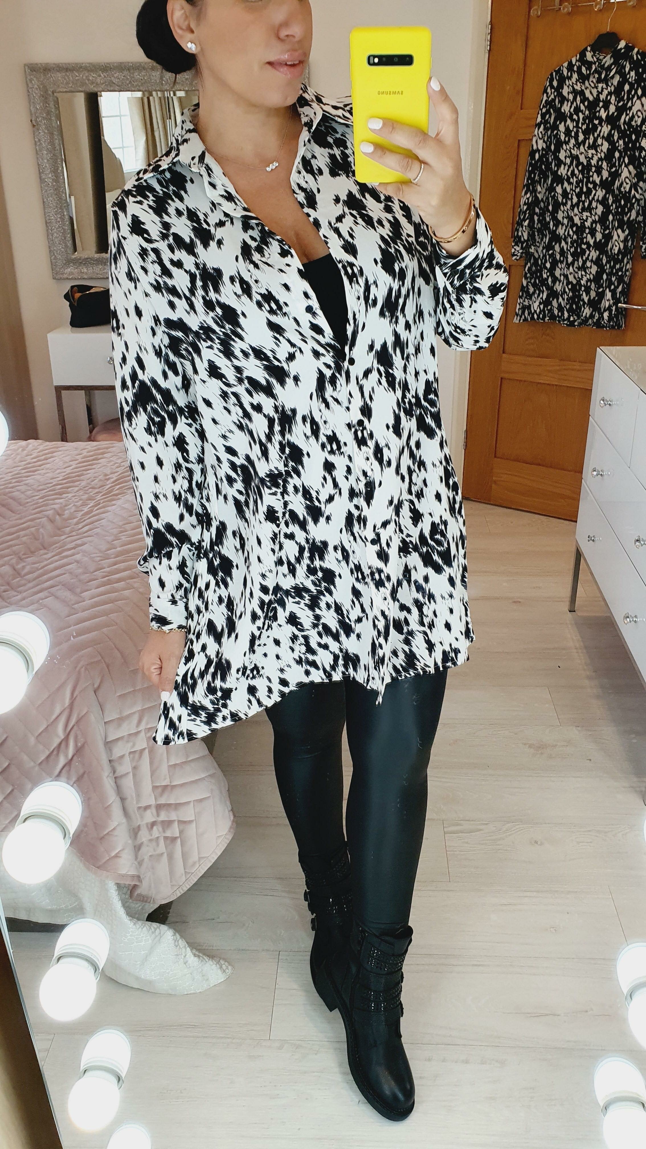 Ansel White Printed Loose Fit Shirt