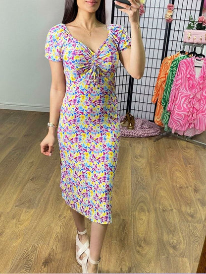 Array Multi Floral Print Babydoll Dress