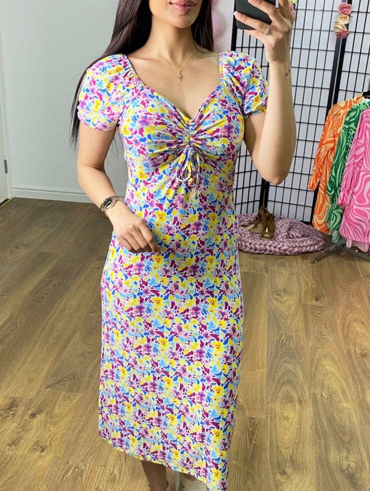 Array Multi Floral Print Babydoll Dress