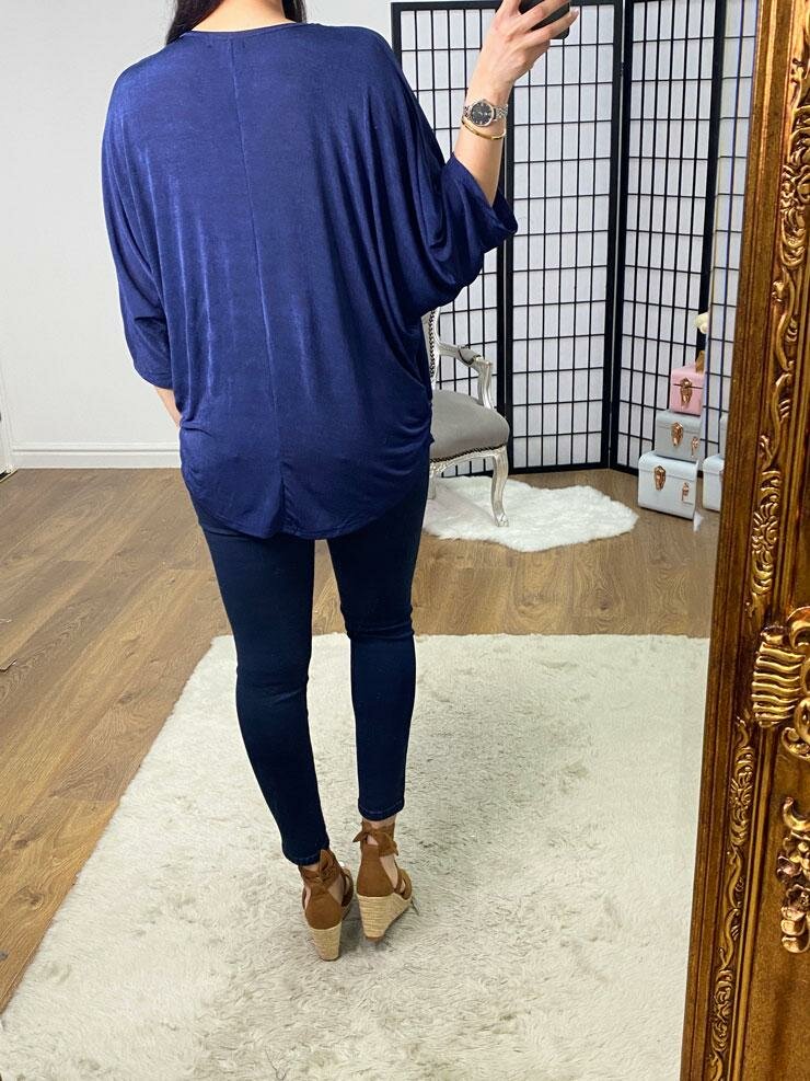 Austin Oversized Rouched Batwing Slinky Zip Top