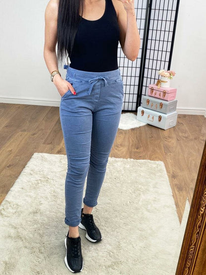 Avery Plain Elasticated Waist Straight Leg Jeans
