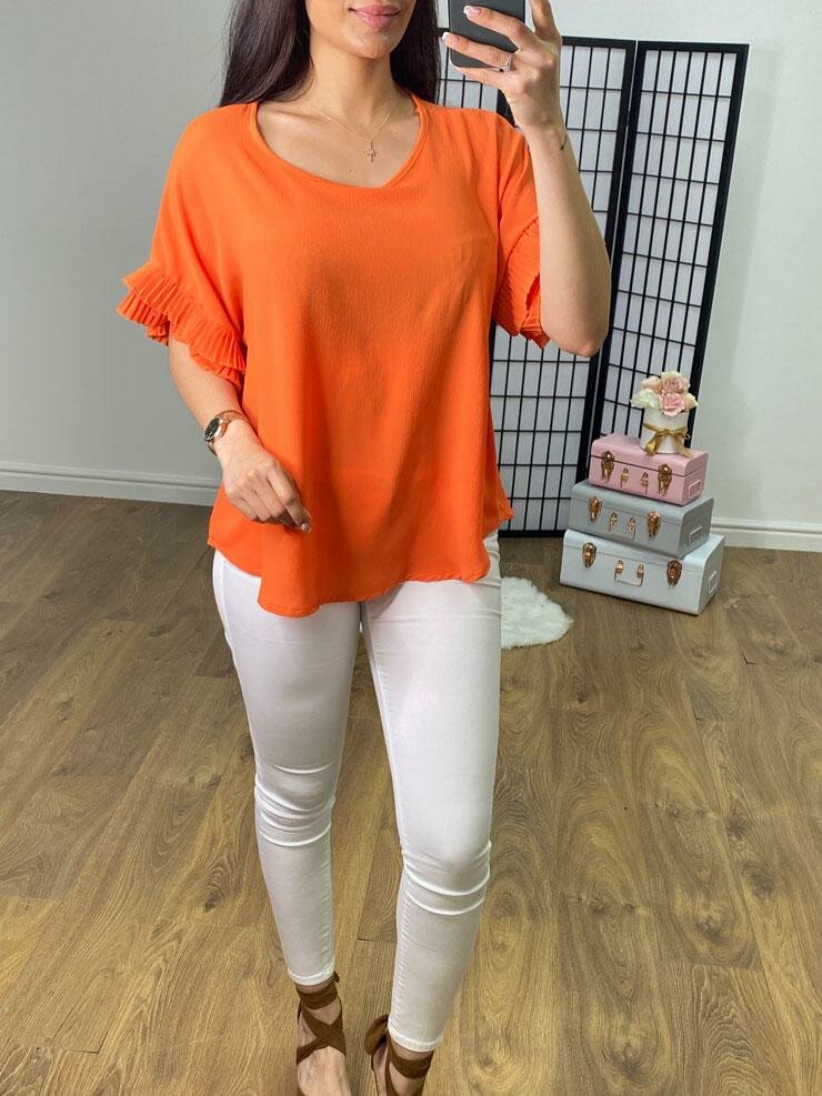 Baltic Pleated Frill Sleeve Top