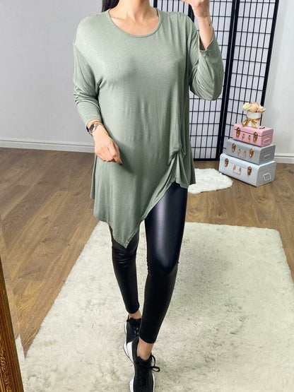 Barlow Jersey Plain Knot Front Detail Top