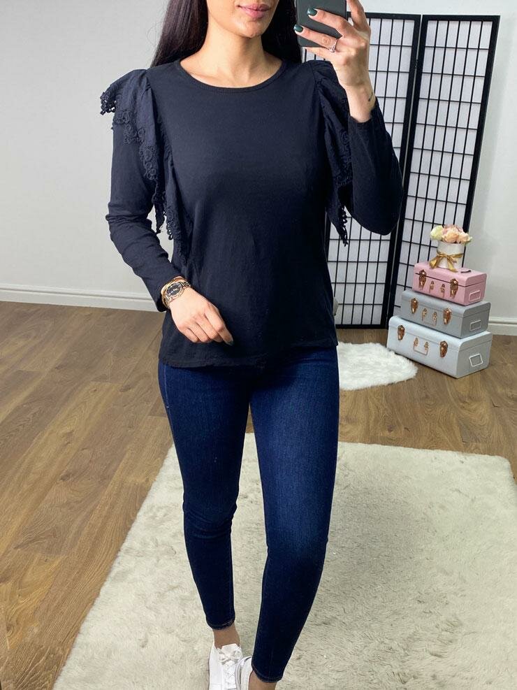 Barrio Plain Crochet Frill Top