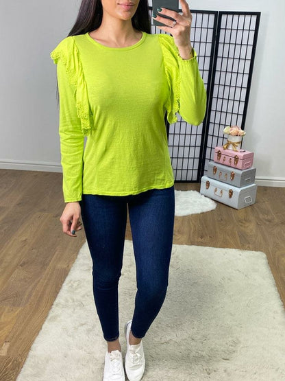 Barrio Plain Crochet Frill Top