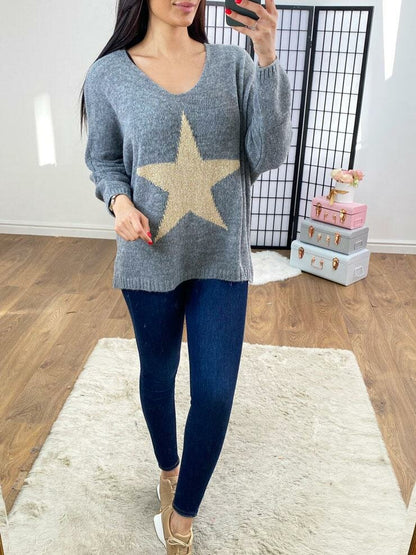 Baylee Metallic Star Oversized Jumper