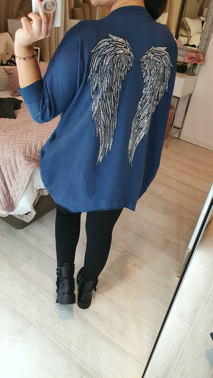 Beryl Oversized Studded Angel Wing Back Sweatshirt