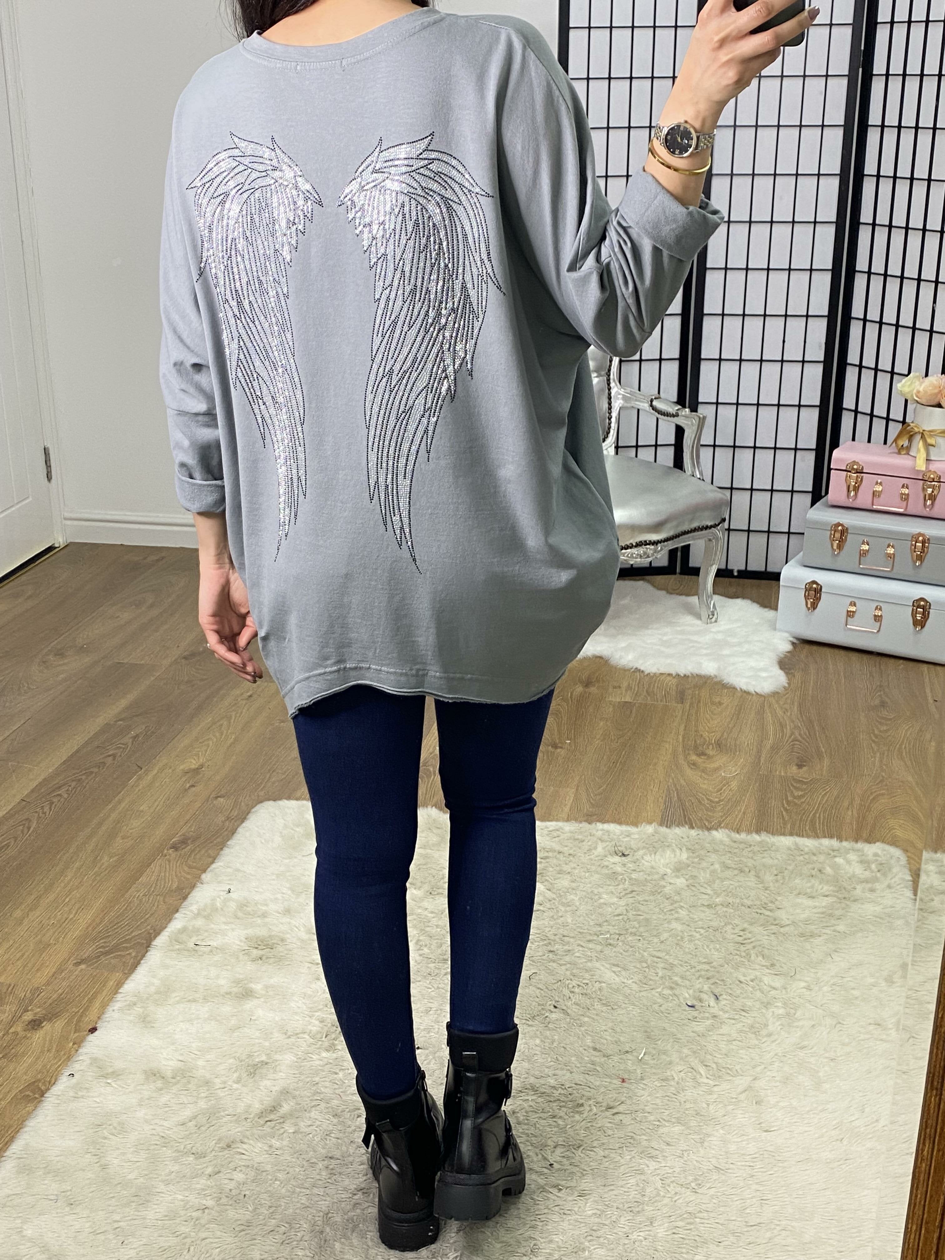 Beryl Oversized Studded Angel Wing Back Sweatshirt