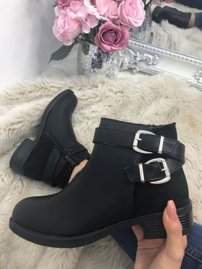 Bianca Suede Heel Buckle Boots