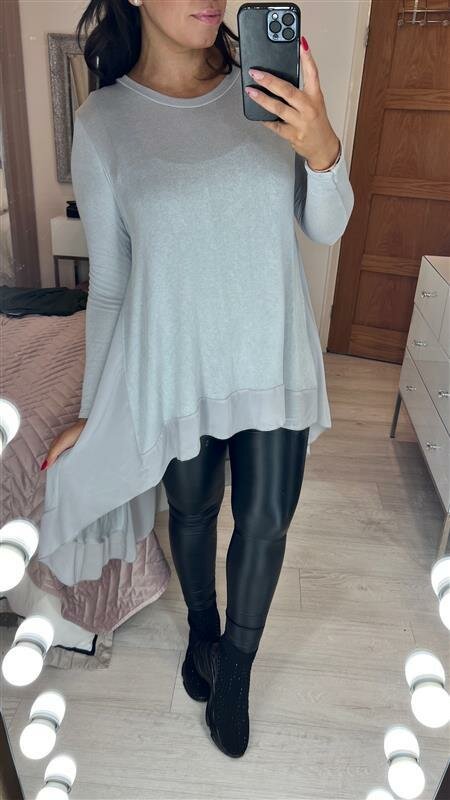 Briar Plain Chiffon Back Detailed Dipped Hem Top