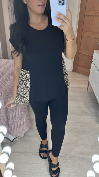 Bronwyn Leopard Print Chiffon Back Dip Hem Top