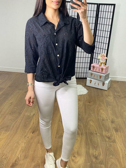 Cardoll Broderie Tie Front Shirt