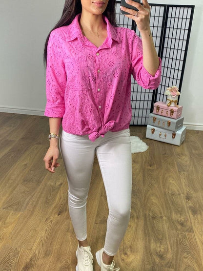 Cardoll Broderie Tie Front Shirt