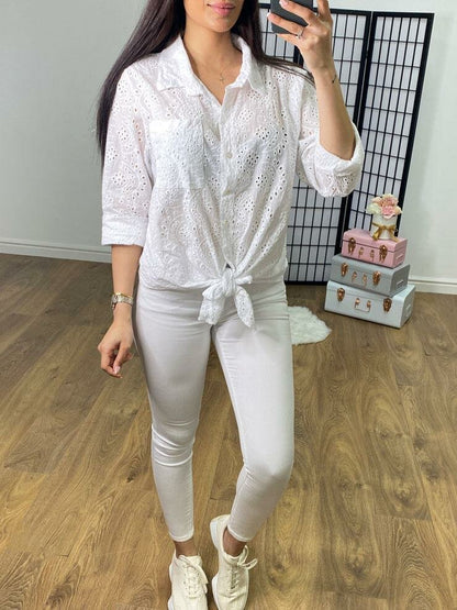 Cardoll Broderie Tie Front Shirt