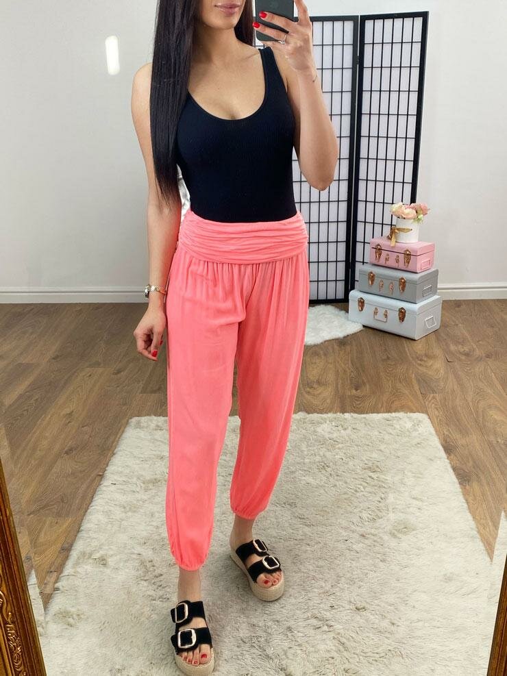 Carole Plain Neon Oversized Elasticated Waistband Harems