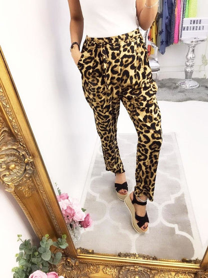 Casey Leopard Print Tie Waist Trousers