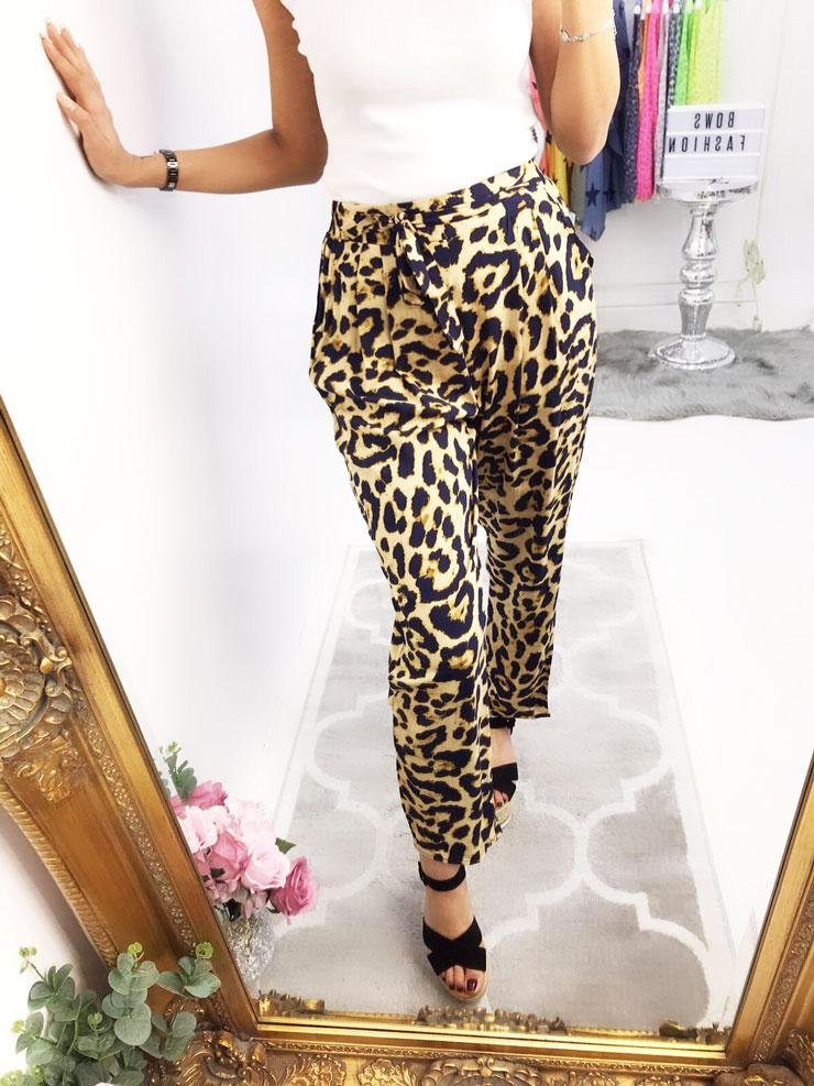 Casey Leopard Print Tie Waist Trousers