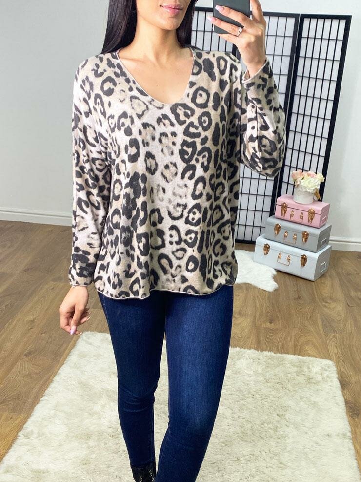Cathy Super Soft Leopard Thin Knit Jumper