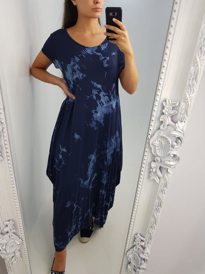 Catissa Marble Print Stretch Dress