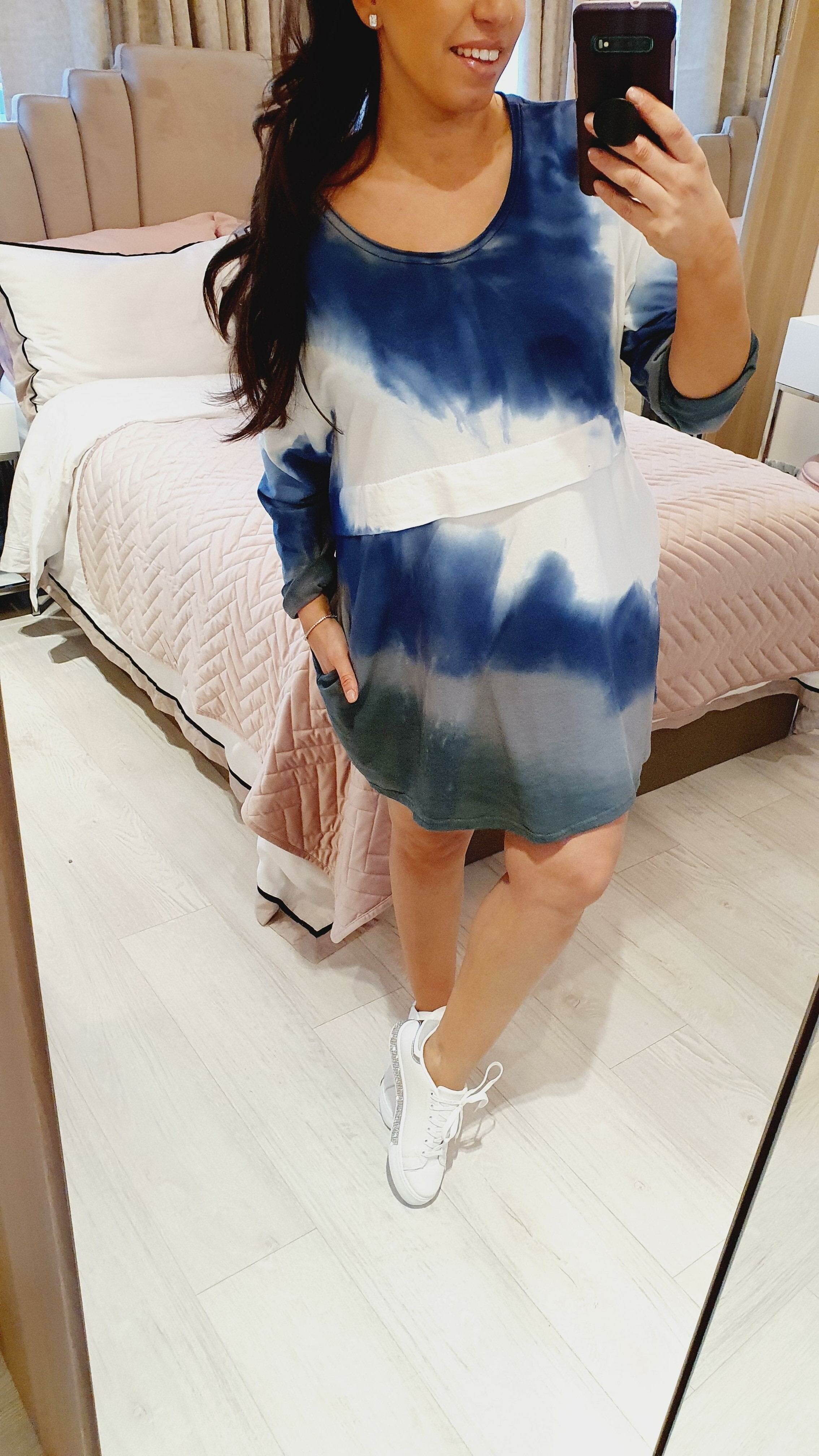 Cesca Oversized Tie Dye Pocket Sweatshirt Jumper