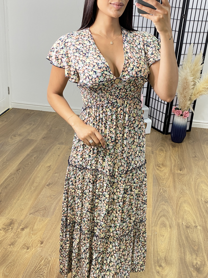 Charlie Floral Print Tiered Hem Maxi Dress