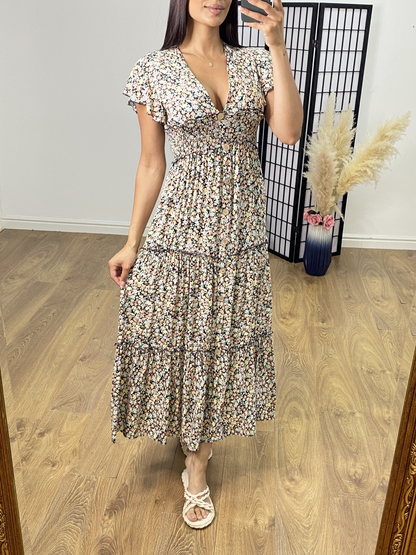 Charlie Floral Print Tiered Hem Maxi Dress