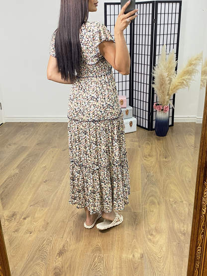 Charlie Floral Print Tiered Hem Maxi Dress