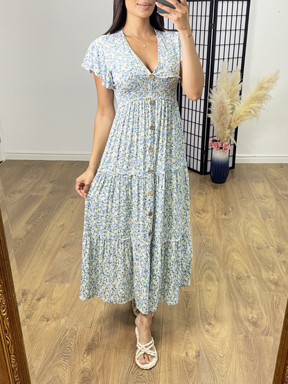 Charlie Floral Print Tiered Hem Maxi Dress