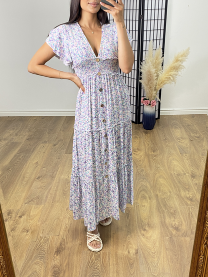 Charlie Floral Print Tiered Hem Maxi Dress