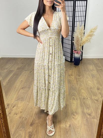 Charlie Floral Print Tiered Hem Maxi Dress