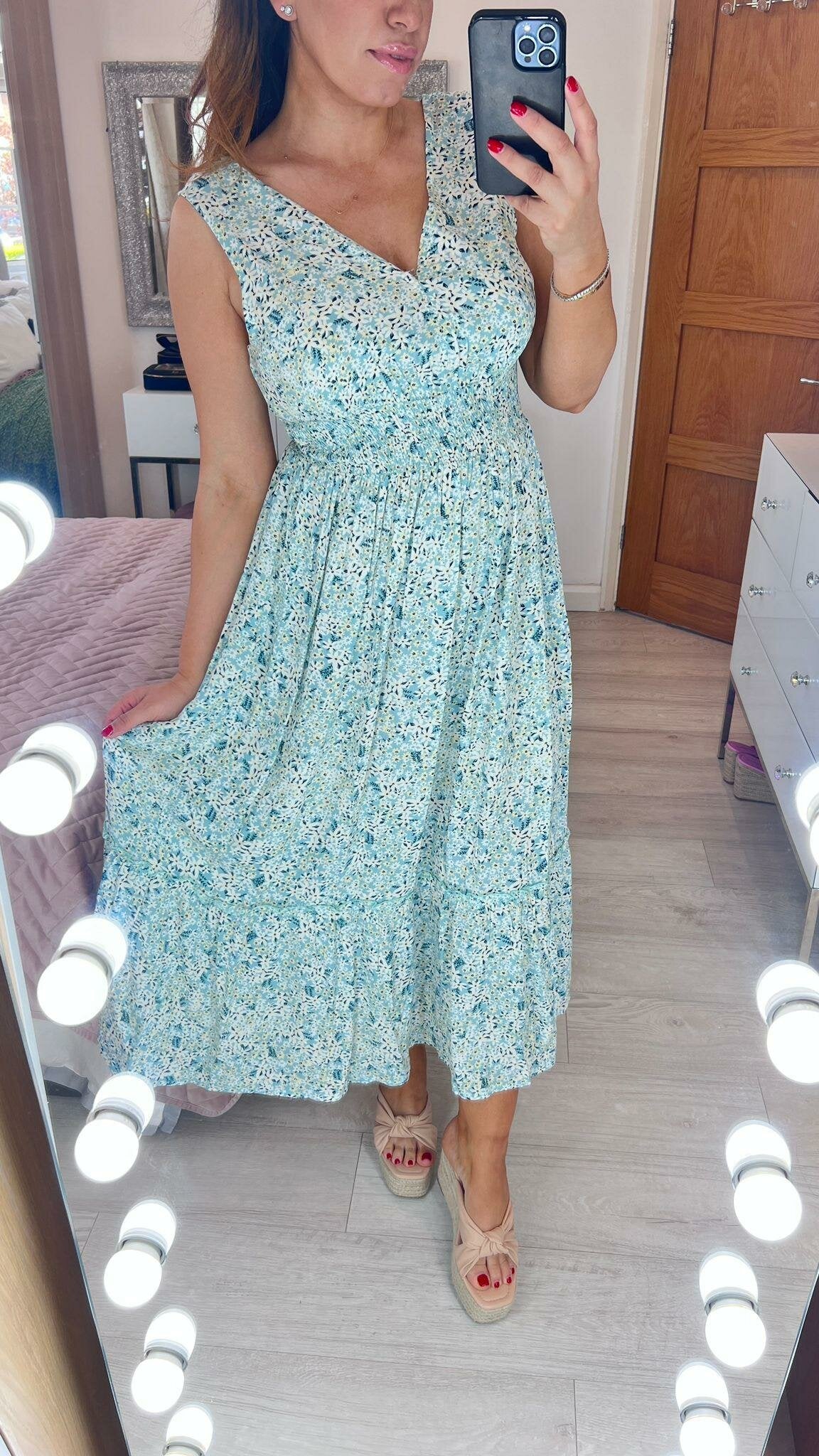 Chester Mint Floral Print Maxi Dress