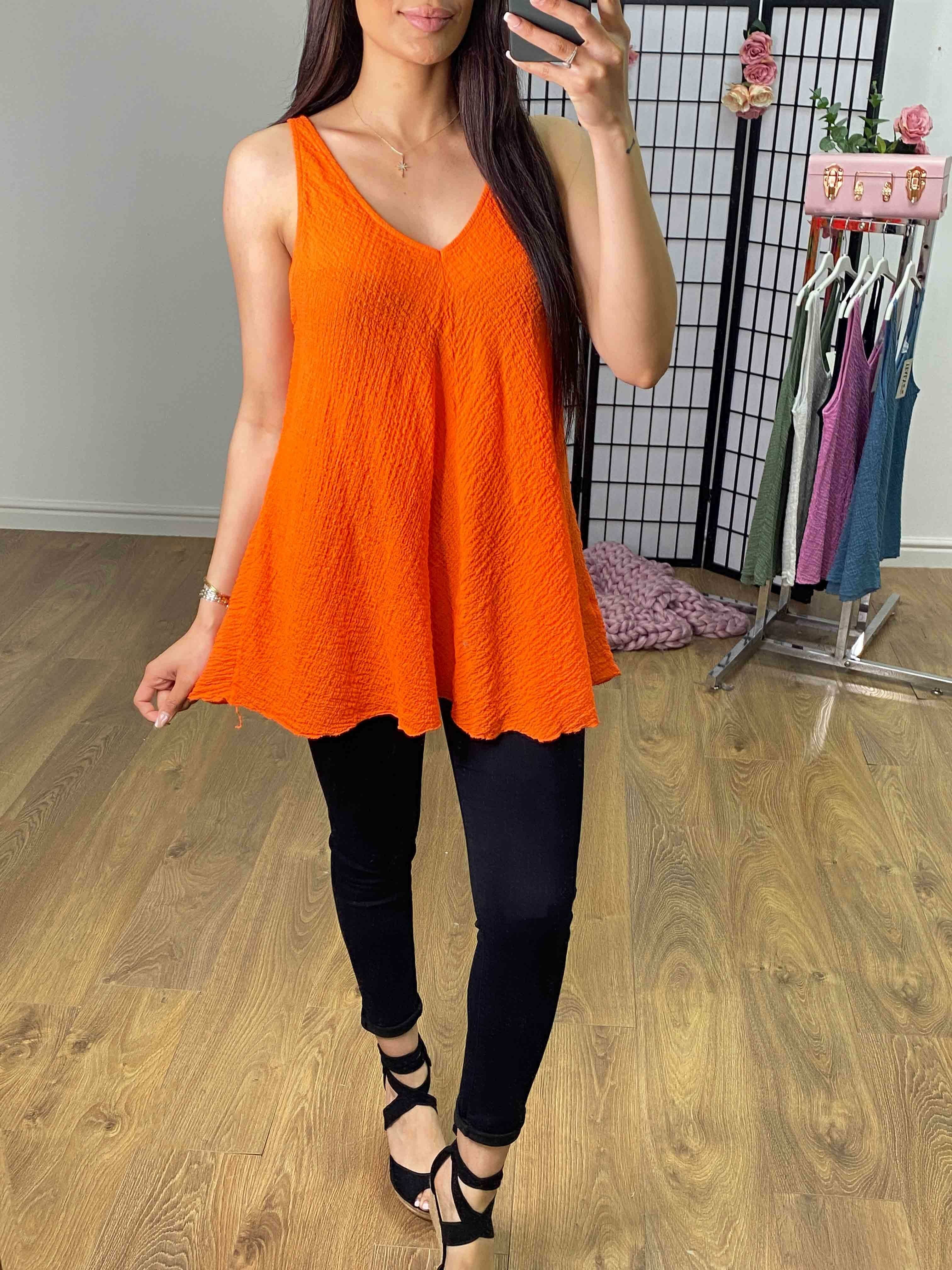 Claudia Cheesecloth Textured Loose Fit Vest Top