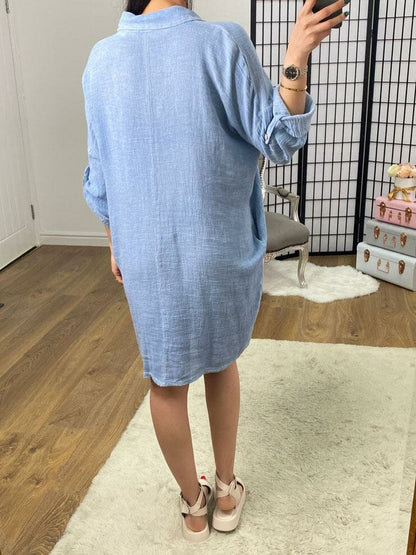 Connie Plain Linen Pocket Dress