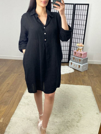 Connie Plain Linen Pocket Dress