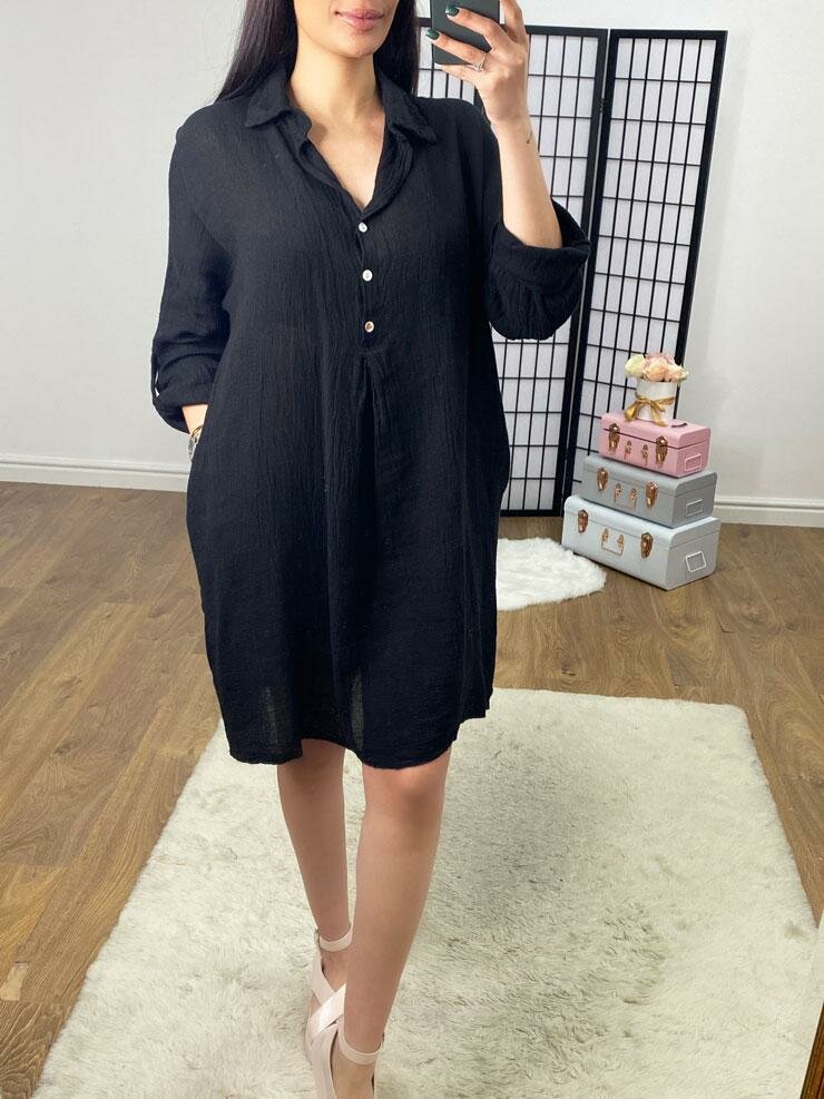 Connie Plain Linen Pocket Dress