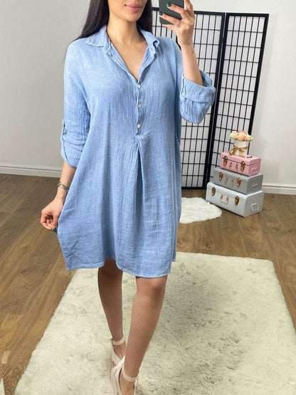Connie Plain Linen Pocket Dress