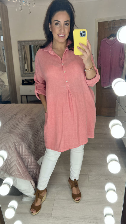 Connie Plain Linen Pocket Dress