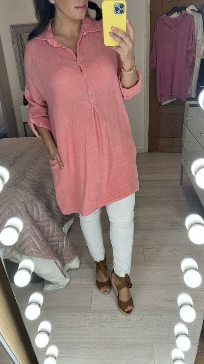 Connie Plain Linen Pocket Dress