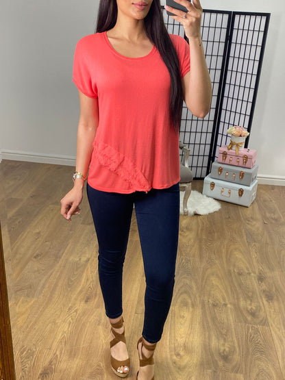 Cortina Raw Edge Frill Detail Knitted Top