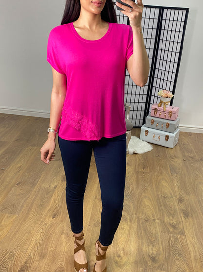 Cortina Raw Edge Frill Detail Knitted Top