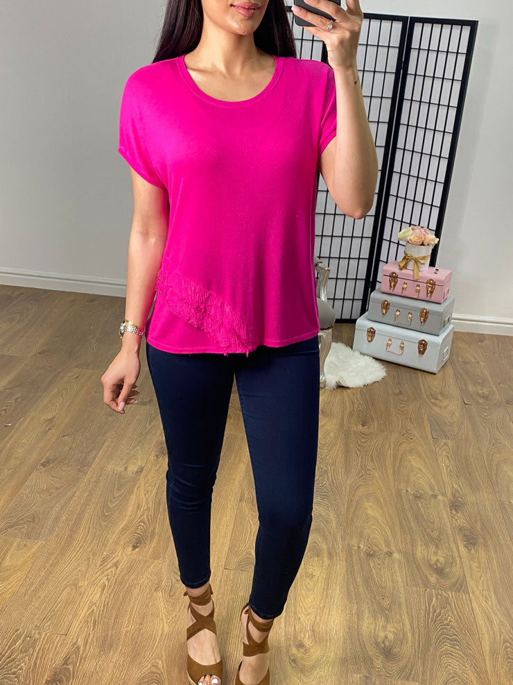 Cortina Raw Edge Frill Detail Knitted Top