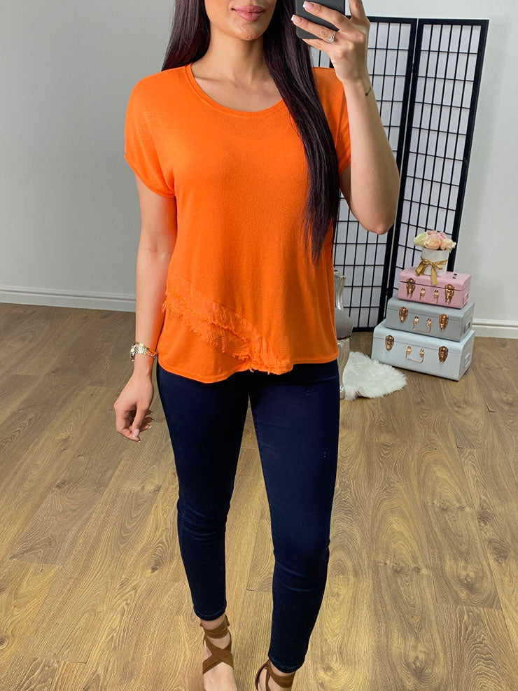 Cortina Raw Edge Frill Detail Knitted Top