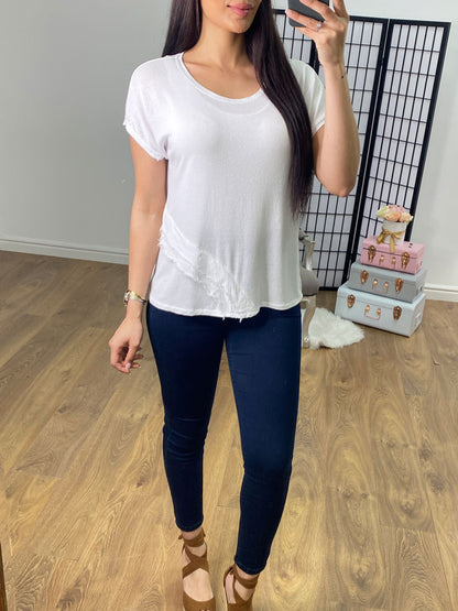 Cortina Raw Edge Frill Detail Knitted Top