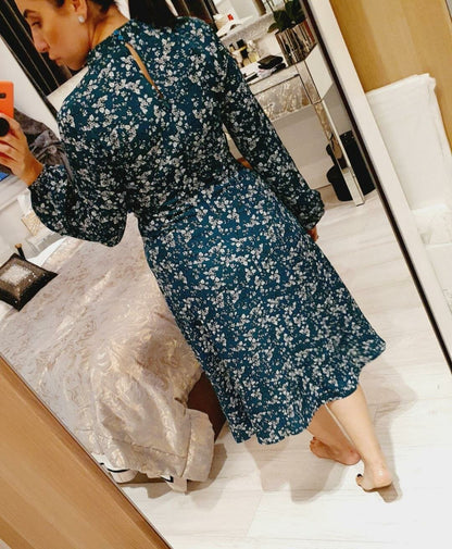 Cruise Emerald Paisley Print High Neckline Midi Dress