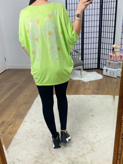 Daliana Diamante Heart Angel Wing Top