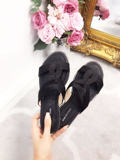 Danna Black Twist Front Sandals