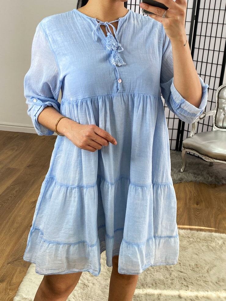 Dara Plain Tassel Detail Smock Dress