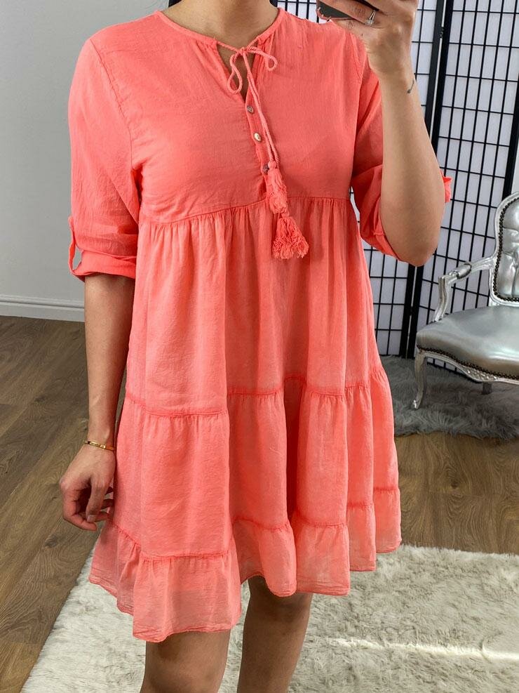 Dara Plain Tassel Detail Smock Dress
