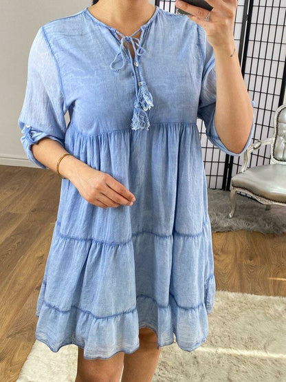 Dara Plain Tassel Detail Smock Dress