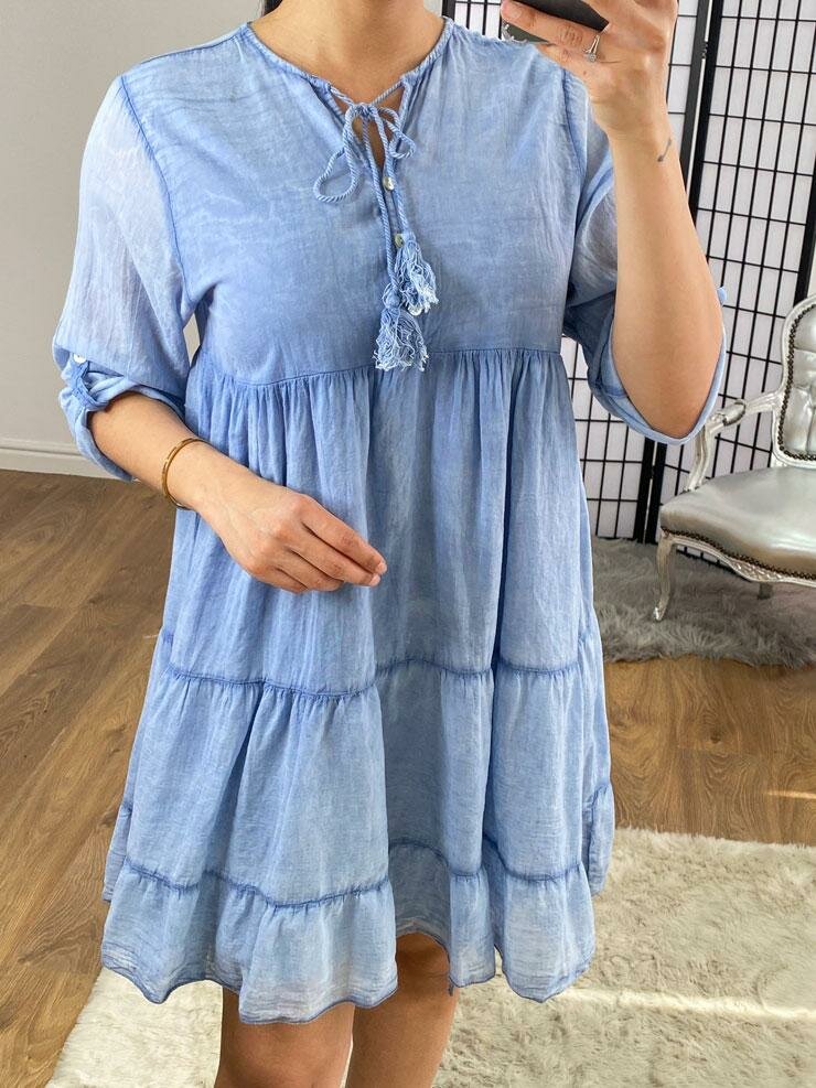 Dara Plain Tassel Detail Smock Dress